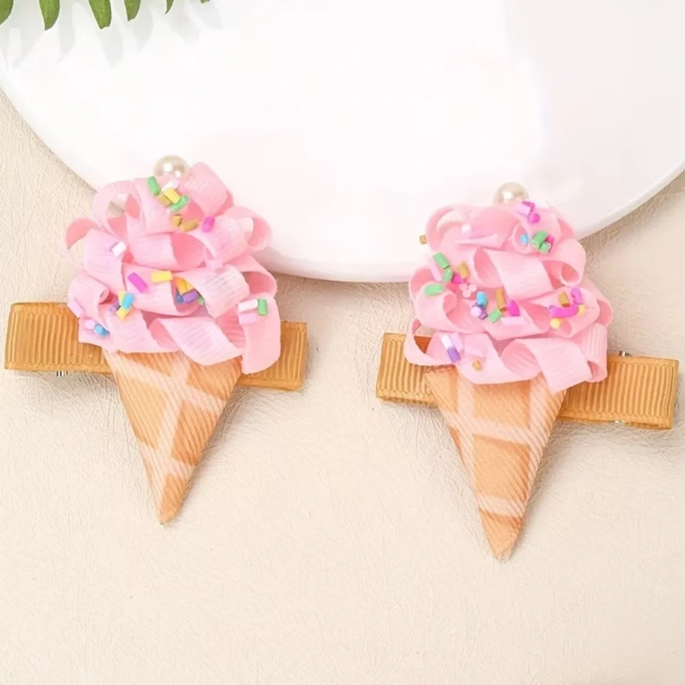 🆕 Pink Ice Cream Hair Clips - Summer
